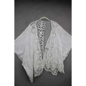 Torrid White Embroidered Ruana Topper-Crochet-OS-Cottagecore-New w/Tags